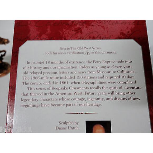 Hallmark Pony Express Horse Christmas Ornament Copper Old West Cowboy 25 Yr Box - Picture 6 of 11